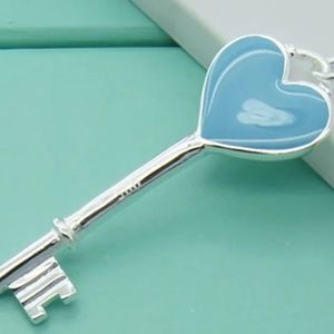 Blue Enamel Famous Style Silver Key pendant